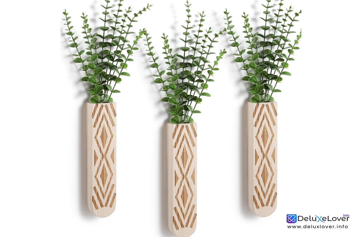 “3-Pack Wood Wall Planters – Boho Farmhouse Wall Decor for Entryway, Bathroom & Living Room, Modern Wooden Wall Vase for Artificial Plants, Dried Flowers & Greenery”