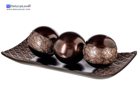 “Creative Scents Dublin Brown Tray and Decorative Ball Set – Centerpiece for Living Room, Entryway, Dining Table, and Home Accent Decor”