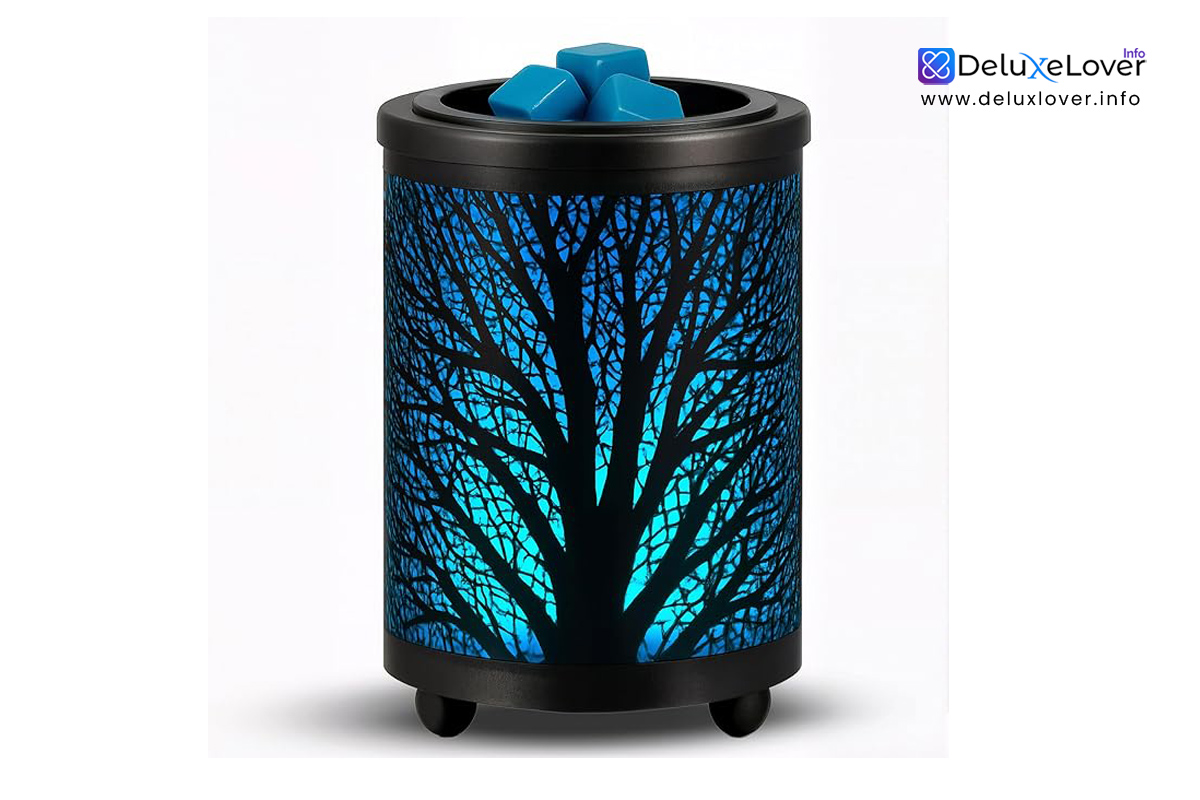 Electric Wax Melt Warmer with 7-Color LED Light – PTC Heating Plate Fragrance Warmer for Scented Wax, Home & Office Aromatherapy, Gift-Ready Decor (Black Forest)