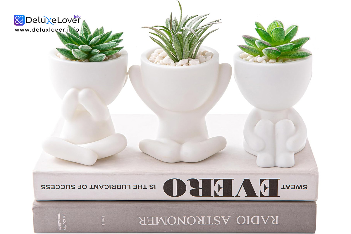 HEYO-YEPY Artificial Plants Set of 3 – Small Fake Potted Plants in White Pots, Cute Desk Decor for Office & Home, Aesthetic Greenery for Indoor Decoration