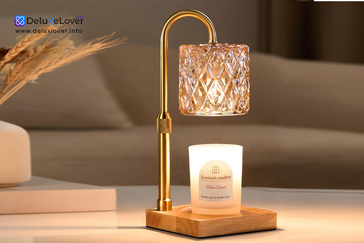 “Hong-in Candle Warmer Lamp with Timer – Dimmable Wax Melt Lamp with Adjustable Height, Amber Glass Jar Candle Warmer for Home Decor & Gifts for Women, Mom, Friend”