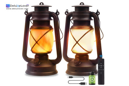 “LED Camping Lanterns – 2 Pack Battery Powered & Rechargeable Retro Hanging Lamps with Flickering Flame, Remote Control, 4 Lighting Modes, Outdoor Tent & Emergency Light”