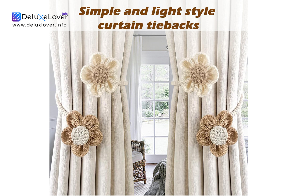 SRG Rope Curtain Tiebacks – 2 Pack Sunflower Boho Curtain Holdbacks for Drapes – Decorative Rope Tie Backs for Home, Living Room, Bedroom, Office – Cream & Khaki