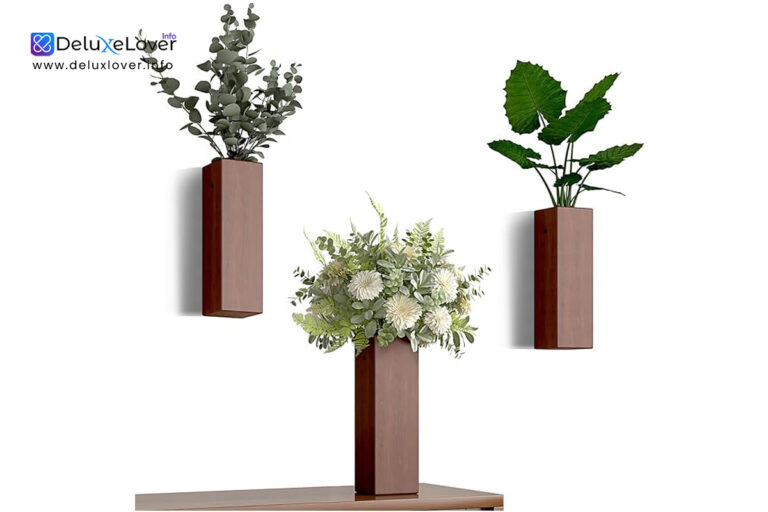 “Wall Mounted Wooden Vase – Rustic Farmhouse Wall Planter for Artificial Plants, Greenery & Flowers, Modern Wood Wall Decor for Living Room, Bedroom, Kitchen, Bathroom & Office (Brown)”